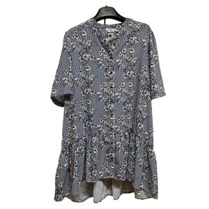 Coco y Club stripe peplum shirt dress Navy blue Striped with white size XL woman